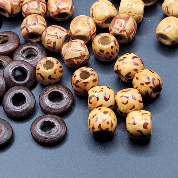 NEW-30 PC Mixed Lot of Wooden Large Hole European Beads - Picture 4 of 5